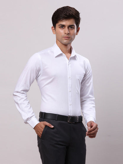 Raymond White Solid Slim Fit Cotton Formal Shirt