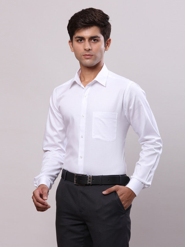 Raymond White Solid Slim Fit Cotton Formal Shirt