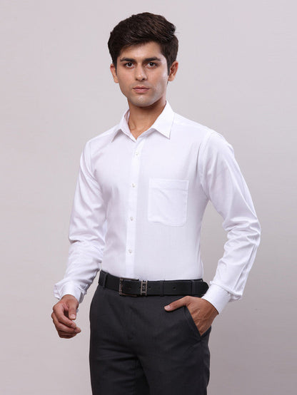 Raymond White Solid Slim Fit Cotton Formal Shirt