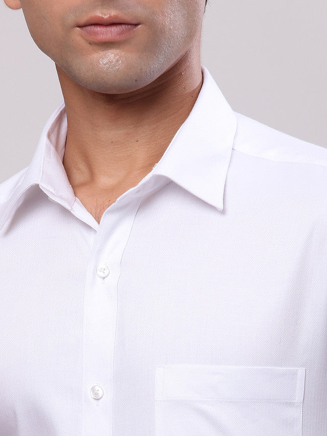 Raymond White Solid Slim Fit Cotton Formal Shirt