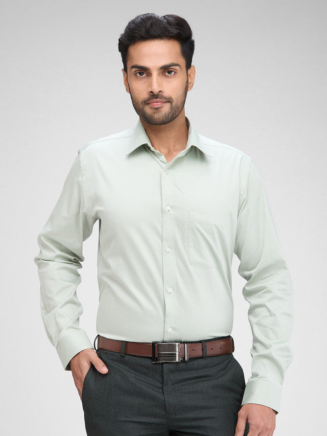 Raymond Green Solid Slim Fit Full Sleeve Cotton Shirt