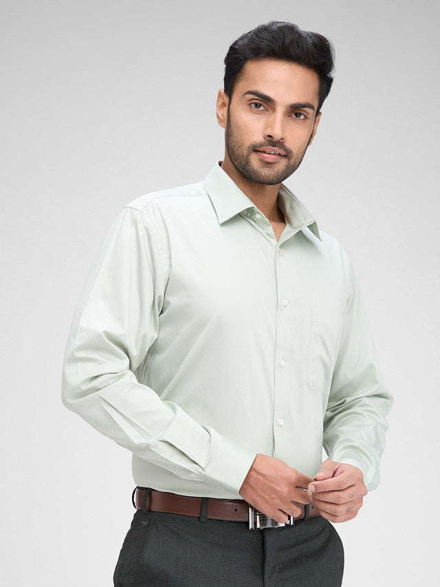 Raymond Green Solid Slim Fit Full Sleeve Cotton Shirt