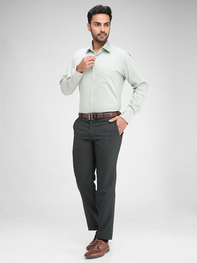 Raymond Green Solid Slim Fit Full Sleeve Cotton Shirt