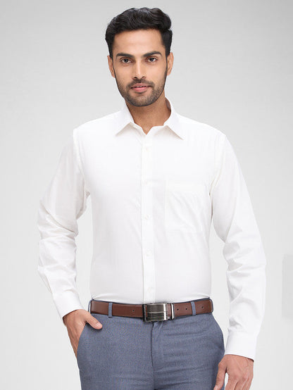 Raymond White Solid Slim Fit Full Sleeve Cotton Shirt