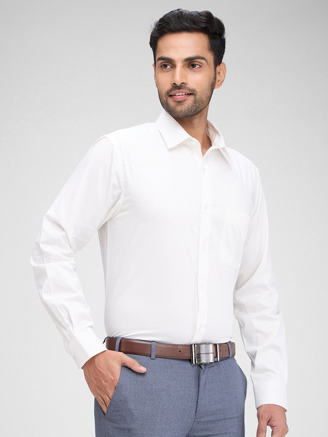 Raymond White Solid Slim Fit Full Sleeve Cotton Shirt