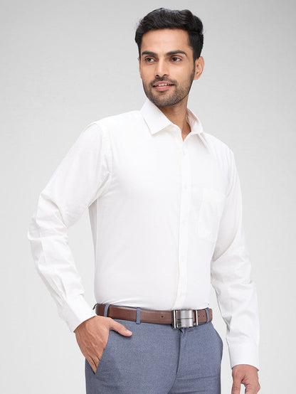 Raymond White Solid Slim Fit Full Sleeve Cotton Shirt