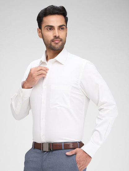Raymond White Solid Slim Fit Full Sleeve Cotton Shirt