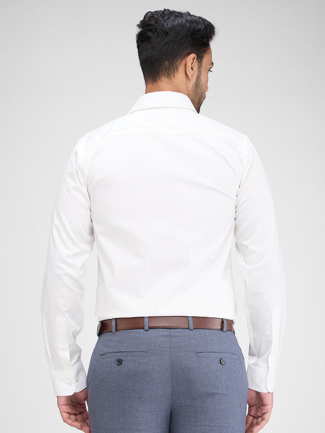 Raymond White Solid Slim Fit Full Sleeve Cotton Shirt