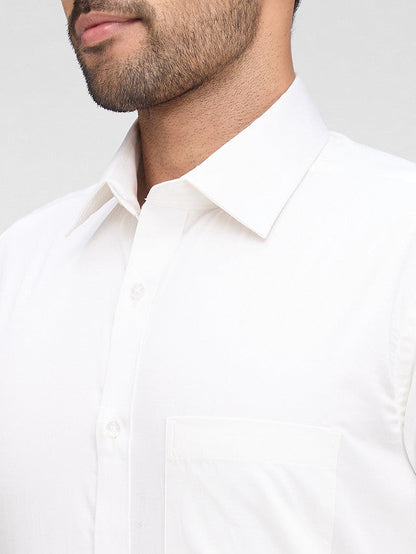 Raymond White Solid Slim Fit Full Sleeve Cotton Shirt