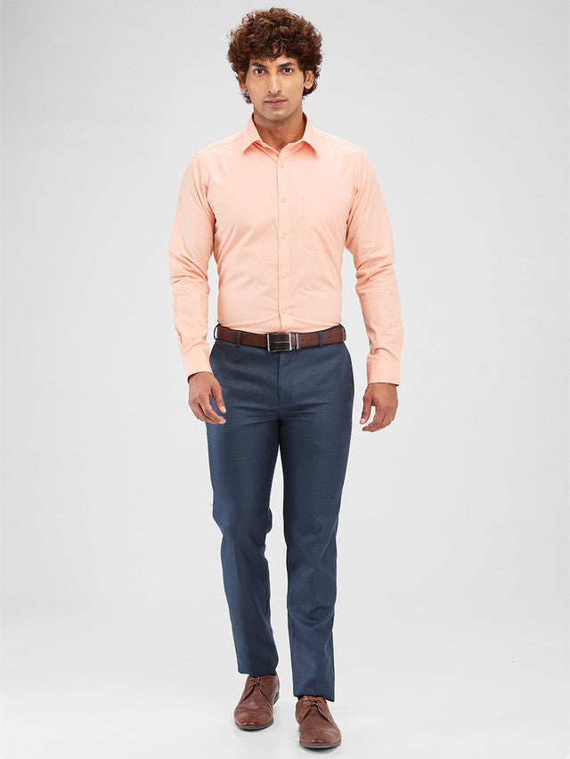 Raymond Orange Solid Slim Fit Cotton Formal Shirt
