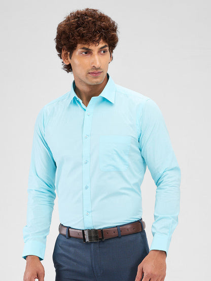 Raymond Blue Solid Slim Fit Cotton Formal Shirt