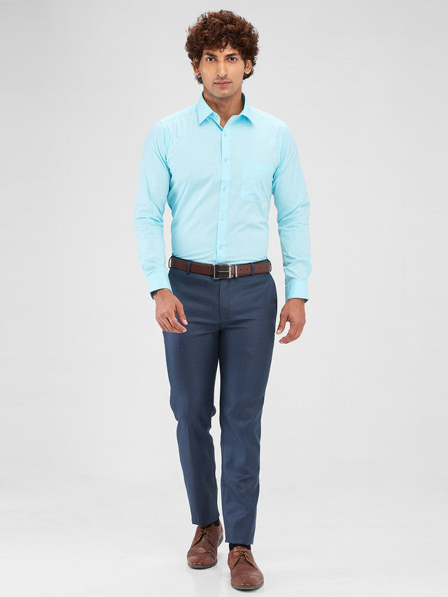 Raymond Blue Solid Slim Fit Cotton Formal Shirt