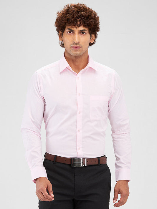 Raymond Pink Solid Slim Fit Cotton Formal Shirt