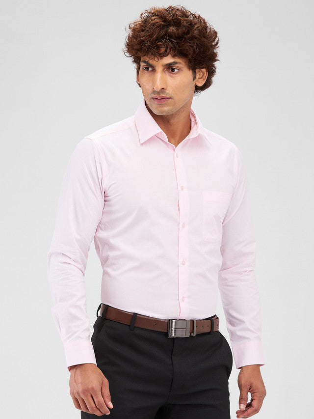 Raymond Pink Solid Slim Fit Cotton Formal Shirt