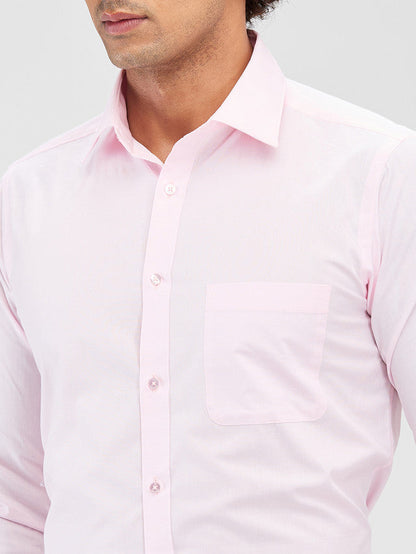 Raymond Pink Solid Slim Fit Cotton Formal Shirt