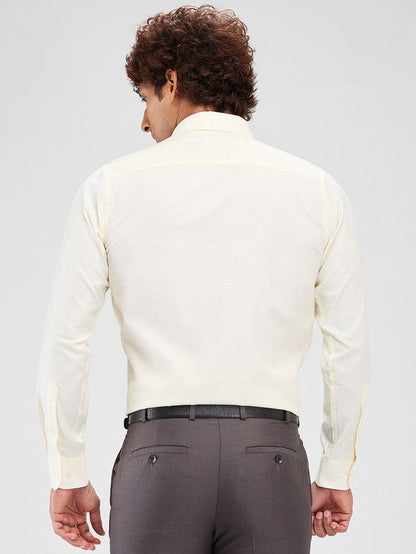 Raymond Yellow Solid Slim Fit Cotton Formal Shirt
