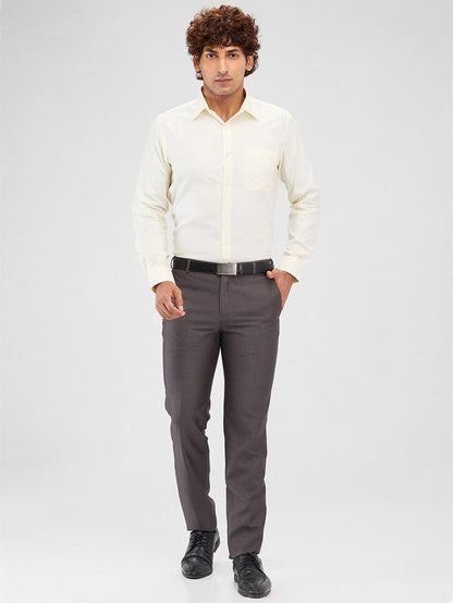Raymond Yellow Solid Slim Fit Cotton Formal Shirt