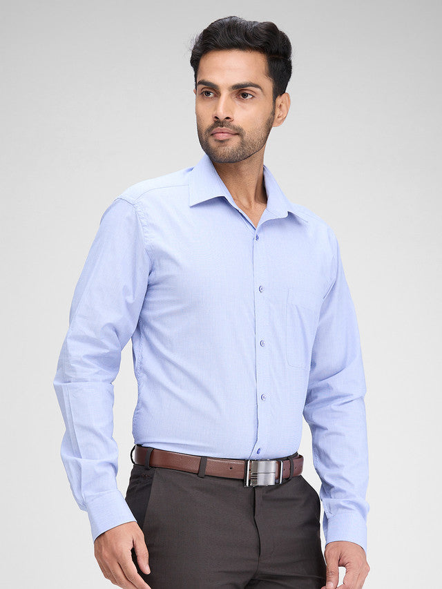 Raymond Blue Solid Slim Fit Full Sleeve Cotton Shirt