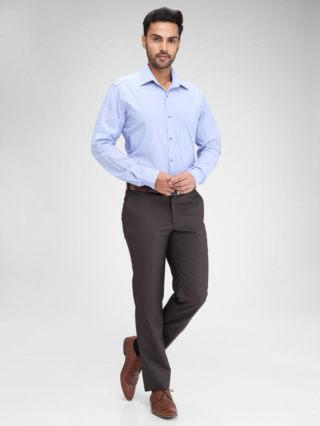Raymond Blue Solid Slim Fit Full Sleeve Cotton Shirt