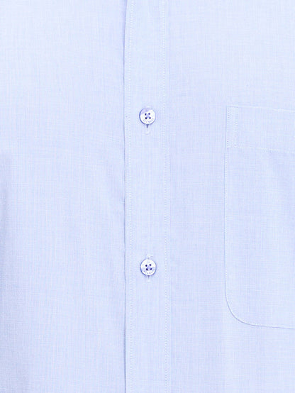Raymond Blue Solid Slim Fit Full Sleeve Cotton Shirt