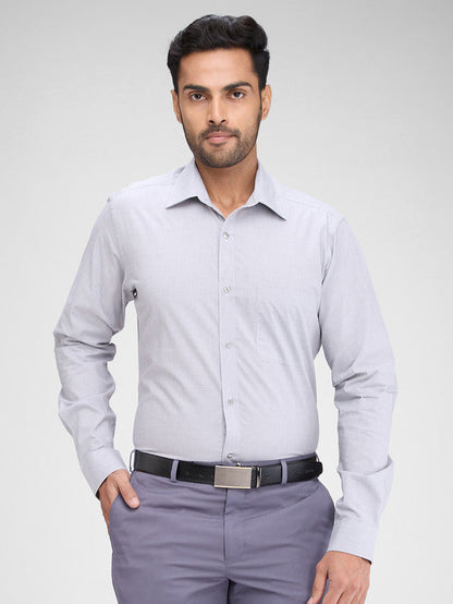 Raymond Grey Solid Slim Fit Full Sleeve Cotton Shirt
