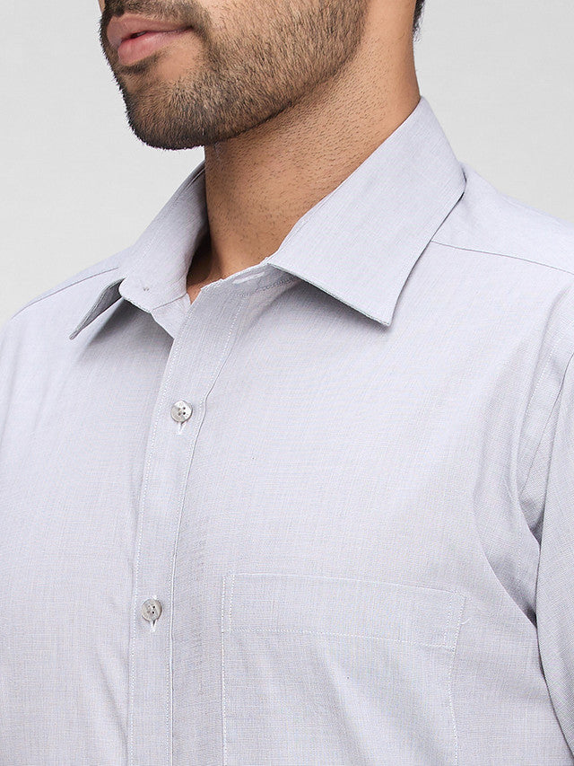 Raymond Grey Solid Slim Fit Full Sleeve Cotton Shirt