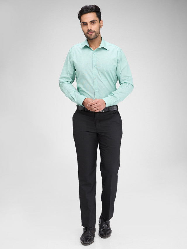 Raymond Green Solid Slim Fit Full Sleeve Cotton Shirt