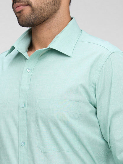 Raymond Green Solid Slim Fit Full Sleeve Cotton Shirt