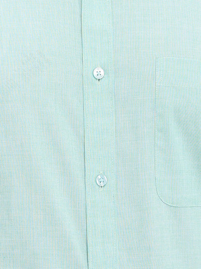 Raymond Green Solid Slim Fit Full Sleeve Cotton Shirt