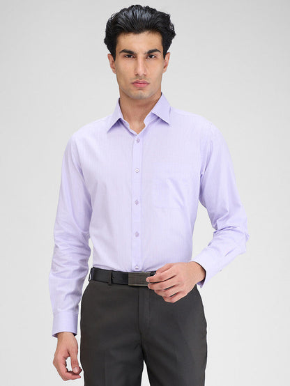 Raymond Purple Solid Slim Fit Full Sleeve Cotton Shirt