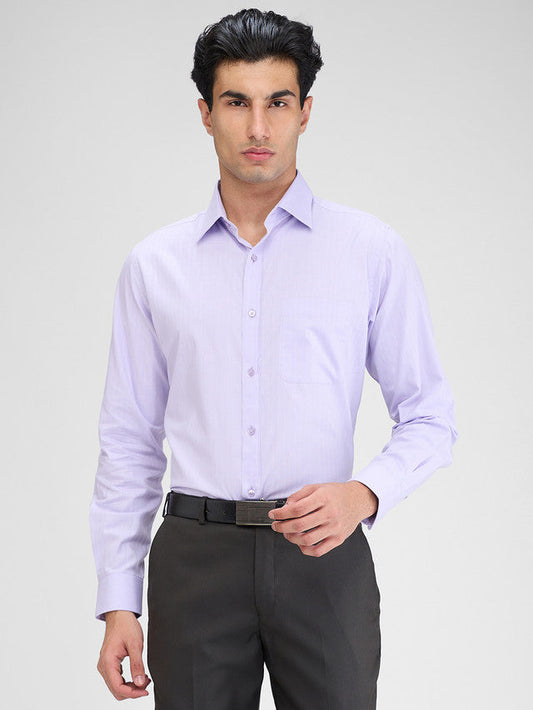Raymond Purple Solid Slim Fit Full Sleeve Cotton Shirt