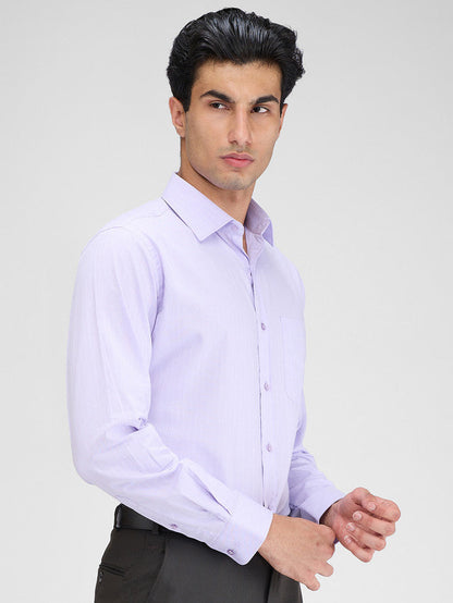 Raymond Purple Solid Slim Fit Full Sleeve Cotton Shirt