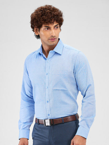 Raymond Men Blue Structure Slim Fit Cotton Shirt