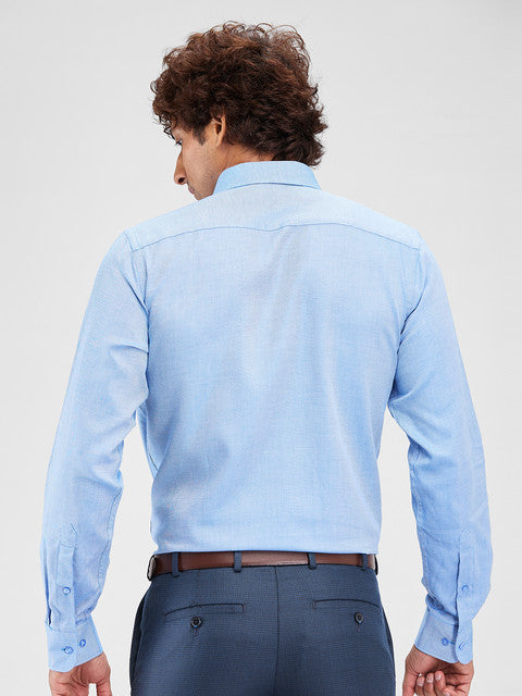 Raymond Men Blue Structure Slim Fit Cotton Shirt