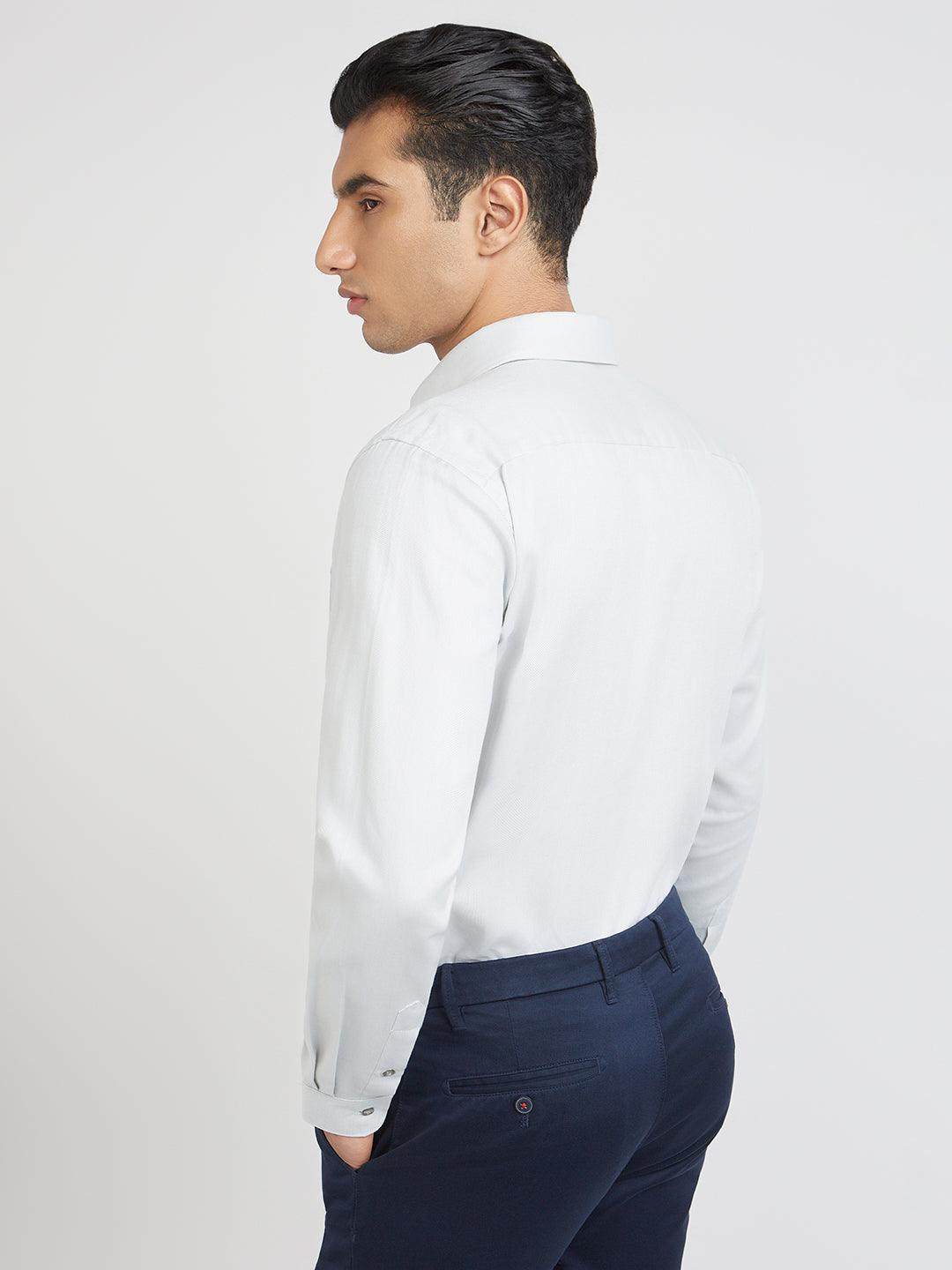 Raymond Grey Structure Slim Fit Cotton Formal Shirt