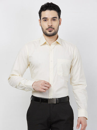 Raymond Men Yellow Checks Slim Fit Cotton Shirt