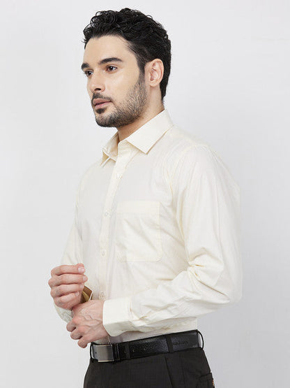 Raymond Men Yellow Checks Slim Fit Cotton Shirt