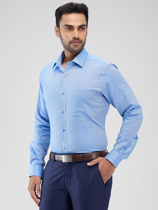Raymond Blue Structure Slim Fit Cotton Formal Shirt