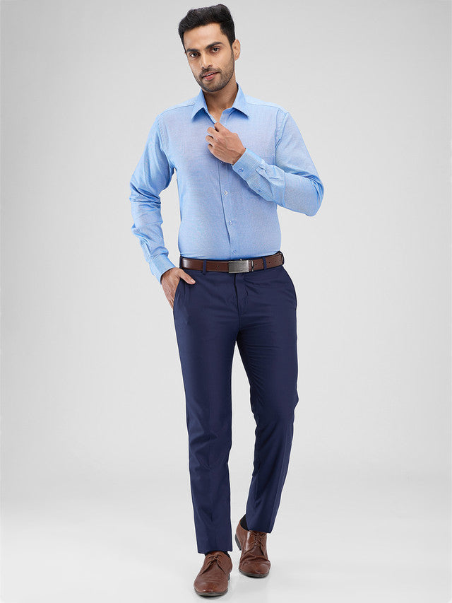 Raymond Blue Structure Slim Fit Cotton Formal Shirt