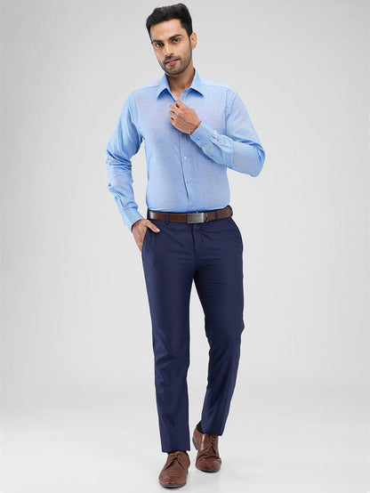 Raymond Blue Structure Slim Fit Cotton Formal Shirt