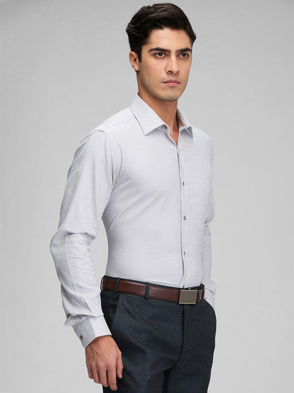 Raymond Men Grey Structure Slim Fit Cotton Shirt