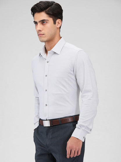 Raymond Men Grey Structure Slim Fit Cotton Shirt