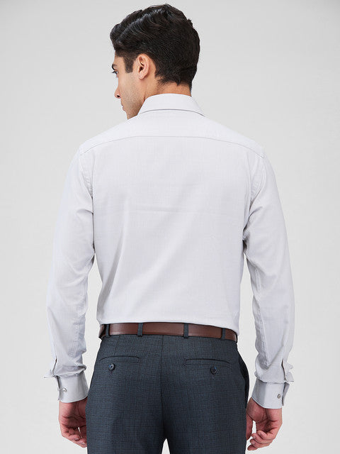 Raymond Men Grey Structure Slim Fit Cotton Shirt