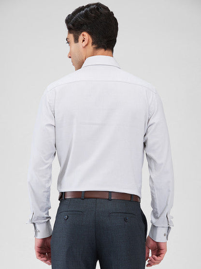Raymond Men Grey Structure Slim Fit Cotton Shirt