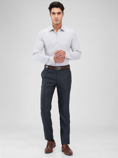Raymond Men Grey Structure Slim Fit Cotton Shirt