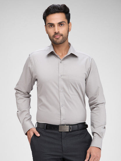 Raymond Grey Solid Slim Fit Full Sleeve Cotton Shirt
