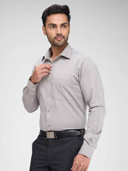 Raymond Grey Solid Slim Fit Full Sleeve Cotton Shirt