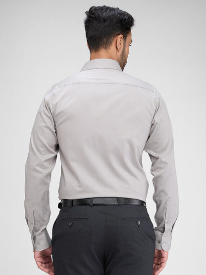 Raymond Grey Solid Slim Fit Full Sleeve Cotton Shirt