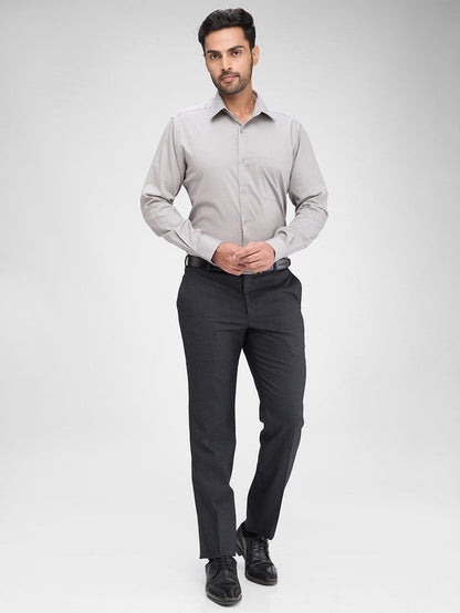 Raymond Grey Solid Slim Fit Full Sleeve Cotton Shirt