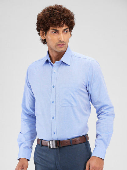 Raymond Blue Structure Slim Fit Cotton Formal Shirt